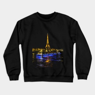 Eiffel Tower Reflection at Night Crewneck Sweatshirt